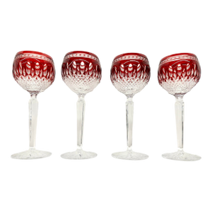 Vintage Waterford Crystal Clarendon Ruby Wine Hock Glasses - Set of 4