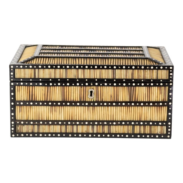 Large Sinhalese Porcupine Quill and Ebony Spice Box With Fully-Fitted Interior, 19th Century For Sale