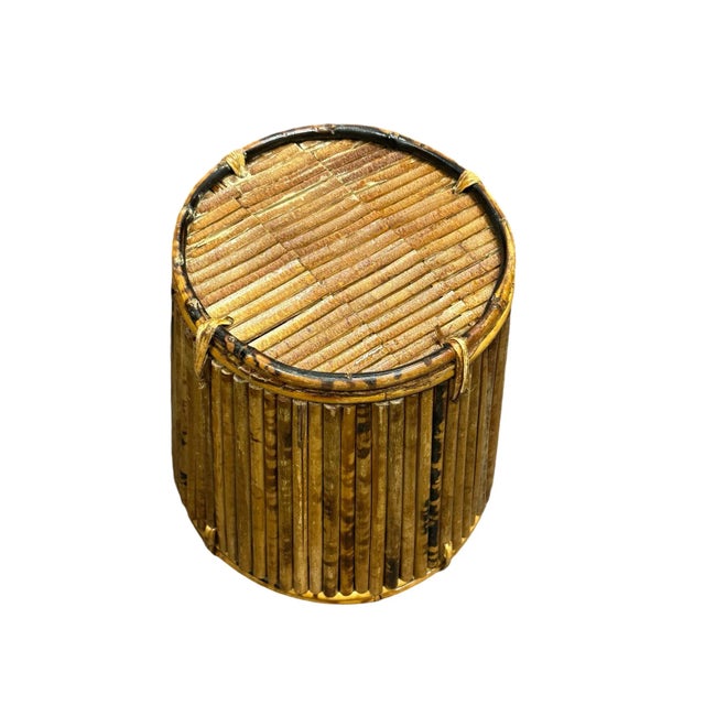 Brown Tortoise Pencil Bamboo and Rattan Basket Planter For Sale - Image 8 of 12