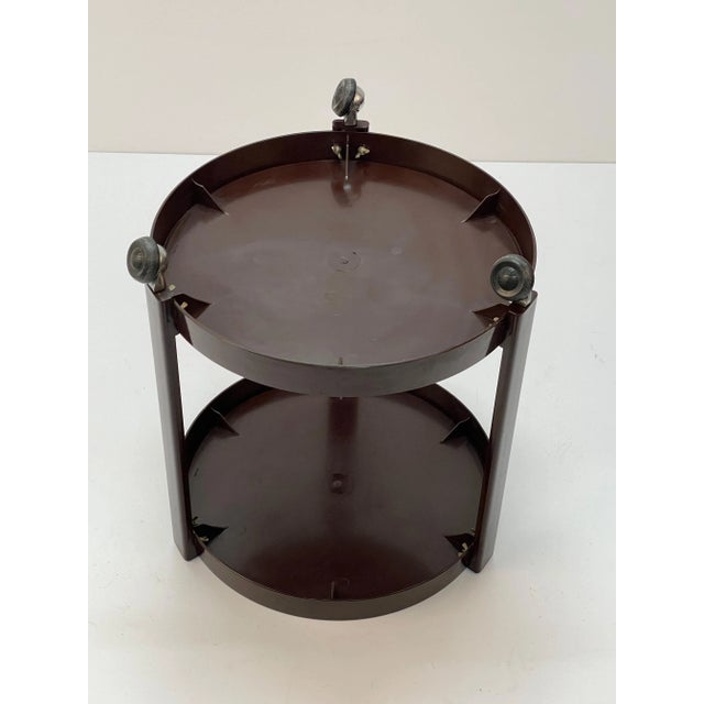 Mid-Century Italian Round Brown Plastic Bar Cart with Two Shelves, 1970s For Sale - Image 13 of 17