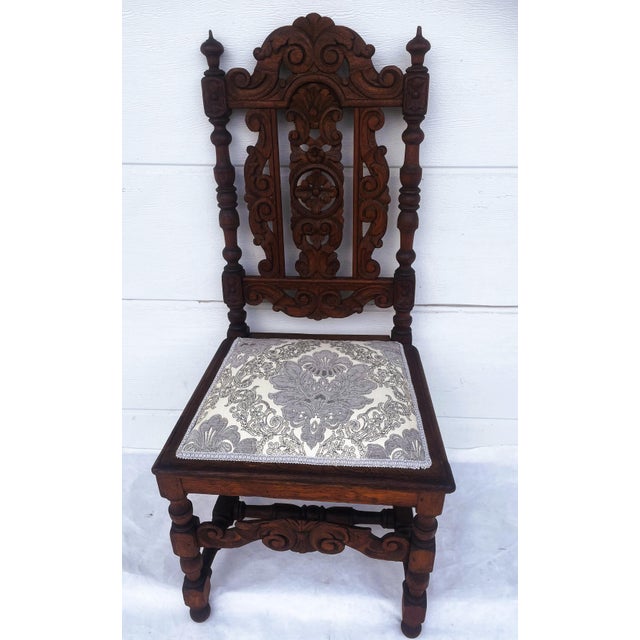 Gray 19th Century Neo-Renaissance Oak Chair For Sale - Image 8 of 18