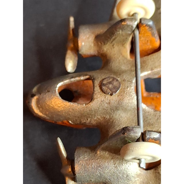 Metal Share Vintage 1930s Hubley Cast Iron Tat Nc-491 Dual Prop Airplane Toy Orange Nickel For Sale - Image 7 of 15