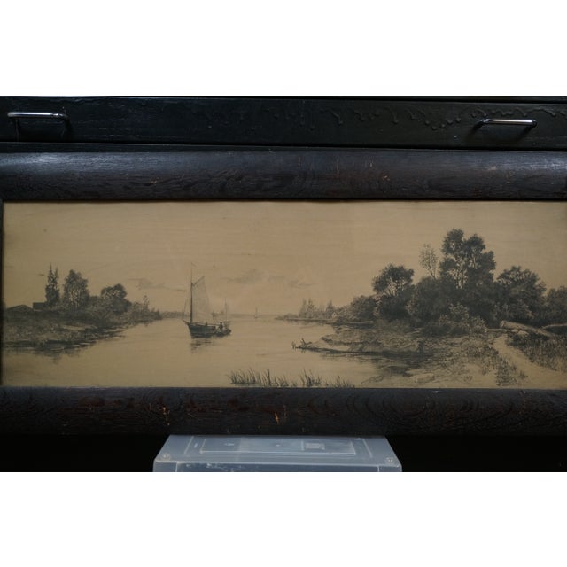 Antique George William Bohde Sailboat Fishing Seascape Etching 35" For Sale - Image 4 of 8