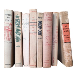 Neutral White Tan Book Stack Library Books Hardback For Sale