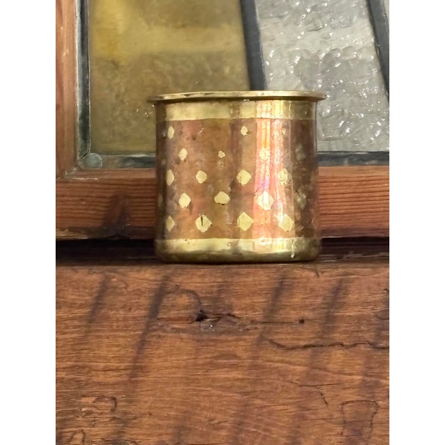 Antique 19thC India Ganga Jamuna Copper Brass Inlay Cup For Sale - Image 4 of 9