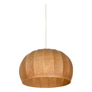 Large Round Beige Cocoon Pendant by Achille Castiglioni for Hille, Italy, 1960s For Sale