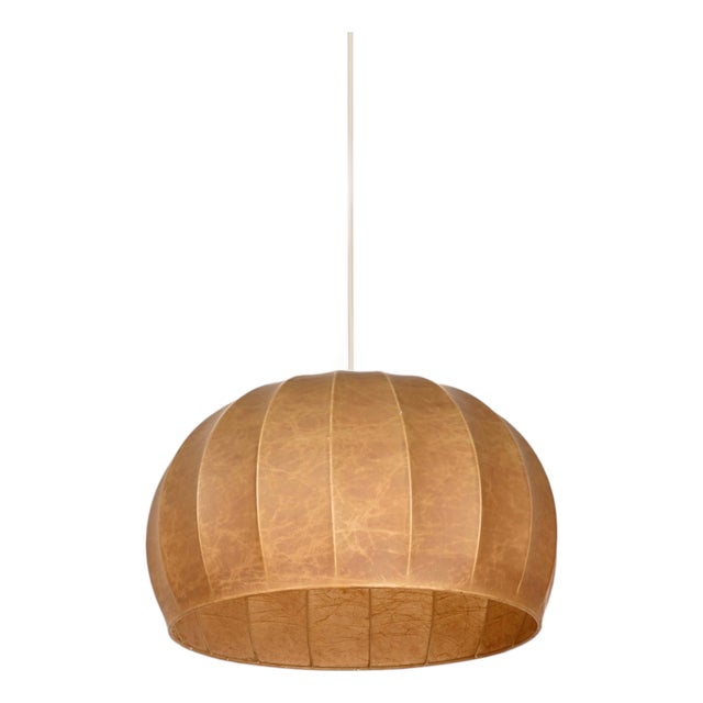 Large Round Beige Cocoon Pendant by Achille Castiglioni for Hille, Italy, 1960s For Sale