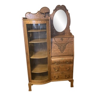 Early 1900s Antique Oak Secretary For Sale