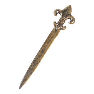 Mid-Century Brass Fleur De Lys Letter Opener For Sale