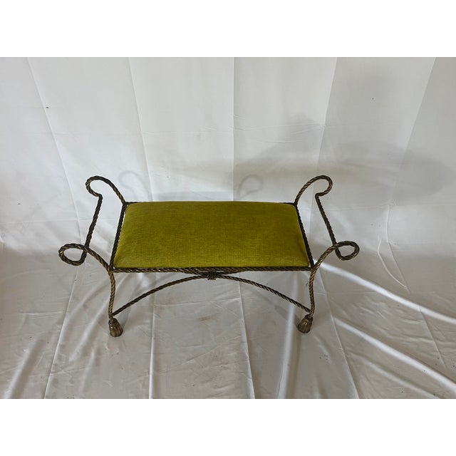 A striking Italian Mid-Century Hollywood Regency bench, dating to circa 1950s–1960s. Of generous proportions, the bench...