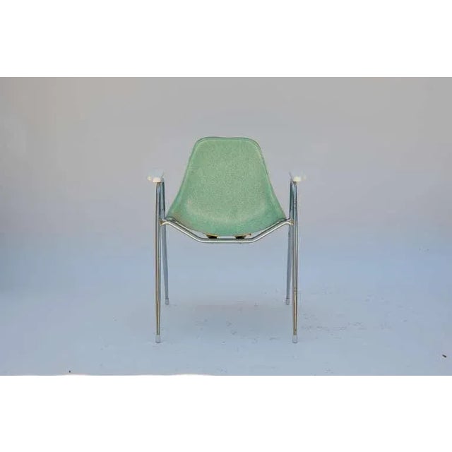 Turquoise Fiberglass Armchairs on Chrome Bases - Set of 4 For Sale In Los Angeles - Image 6 of 10