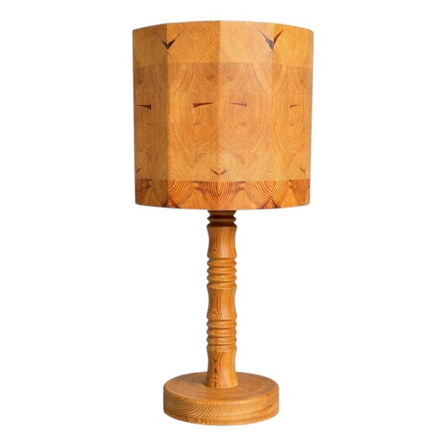 Mid-Century Modern Swedish Pine Table Lamp, 1960s For Sale