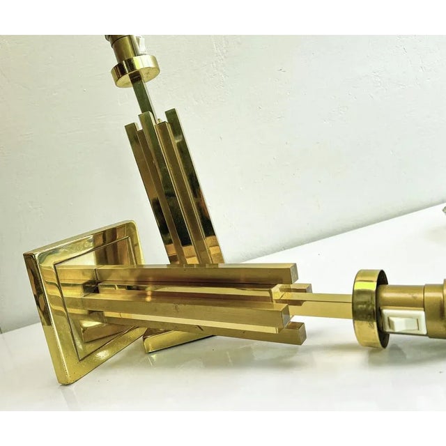 Metal Regency Brass Skyscraper Table Lamps, 1970s, Set of 2 For Sale - Image 7 of 13