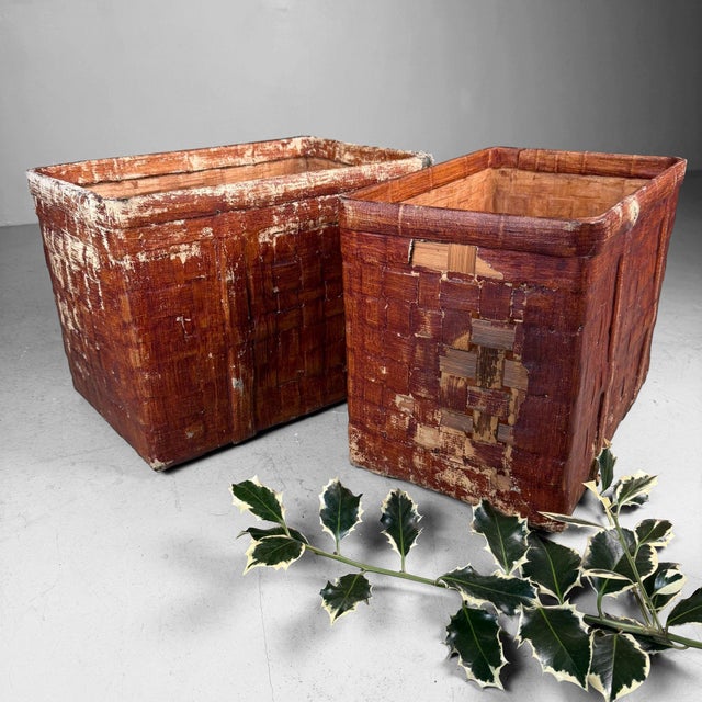 Vintage Japanese Bamboo Baskets, 1930s, Set of 2 For Sale - Image 16 of 18