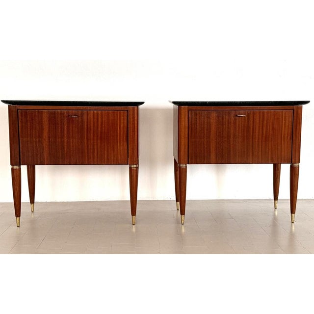 Mid-Century Italian Bedside Tables with Green Marble Tops from La Permanente Di Cantù, 1960s, Set of 2 For Sale - Image 13 of 18