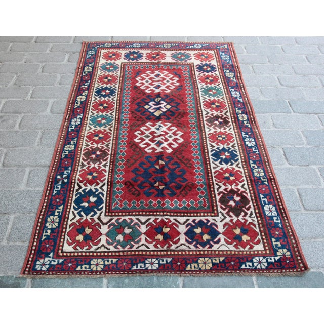 Antique Bordjalo Kazak From Early 20th Century -6' 11''x 3' 11'' Feet For Sale - Image 13 of 13