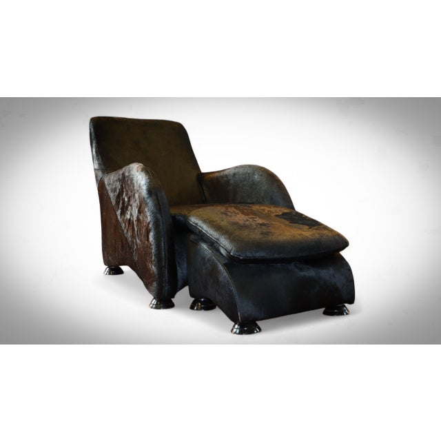 Sole Armchair and Ottoman in Black Pony Hide Leather from Stone International, 2010s For Sale - Image 16 of 16