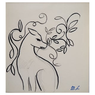 Marie Laurencin, Seated Dog, Ink Drawing For Sale