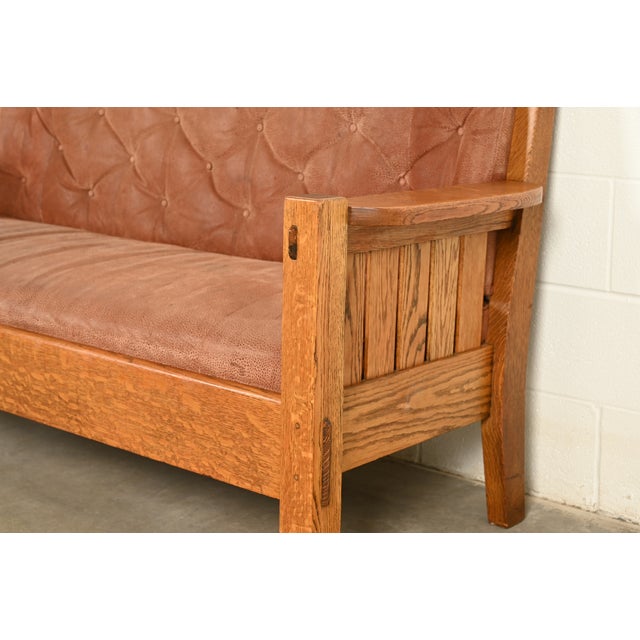 Harden Furniture Antique Mission Oak Arts & Crafts Settle Sofa or Bench, Circa 1910 For Sale - Image 9 of 13