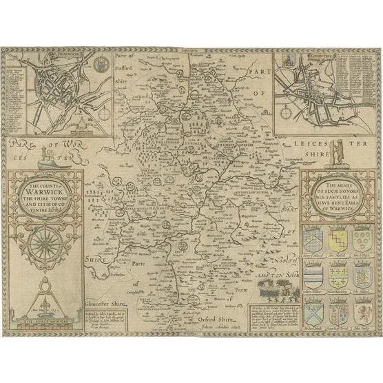 Antique Map of Warwickshire by Speed, 1614 For Sale - Image 6 of 6