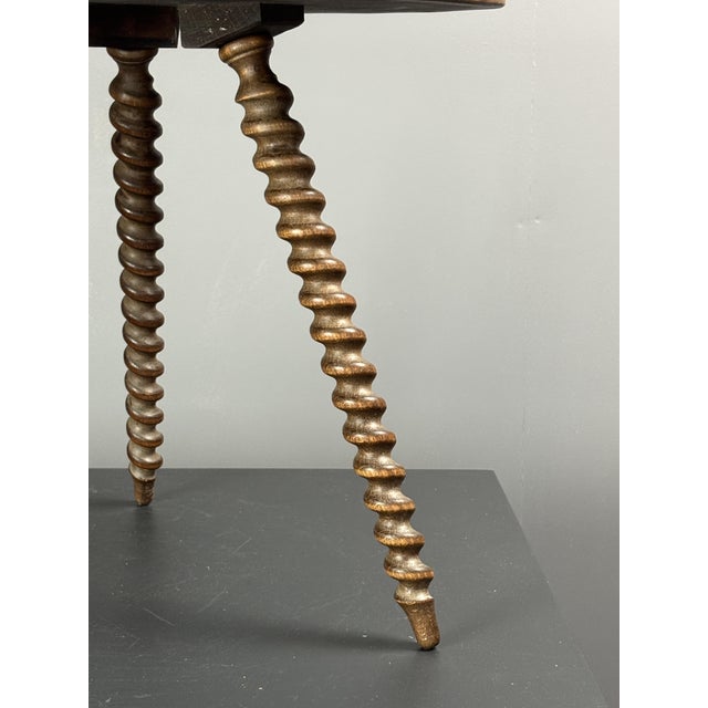 Mid-Century Modern Mid-Century Modern French Wood Turned Barley Twist Side Table with Cork Screw Legs, 1950s For Sale - Image 3 of 18