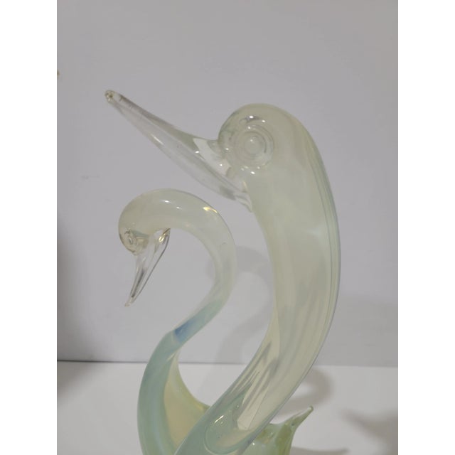 Transparent Vintage Murano Seguso Opalaline Glass Duck/Swan Set - 2 Pieces For Sale - Image 8 of 10