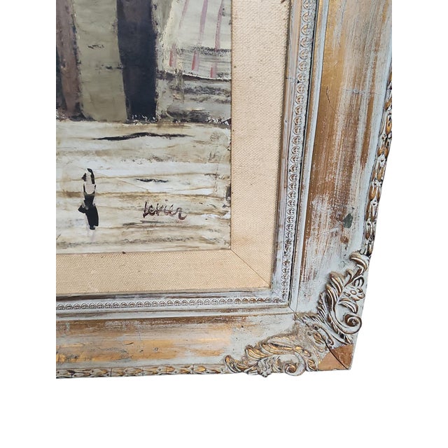 Gray Mid 20th Century Charles Levier Monumental Oil on Board Original Painting For Sale - Image 8 of 9