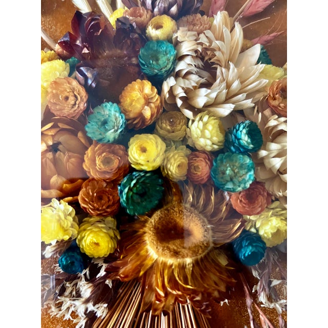 1970s Vintage 1970s Belgian Cideart Convex Bubble Glass Dried Flower Shadow Box For Sale - Image 5 of 12