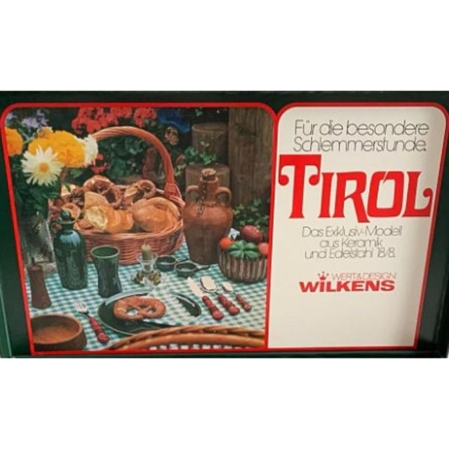 Vintage Tirol Cutlery Set and Fondue Pot in Red Ceramic and Stainless Steel, 1970s, Set of 24 For Sale - Image 12 of 13