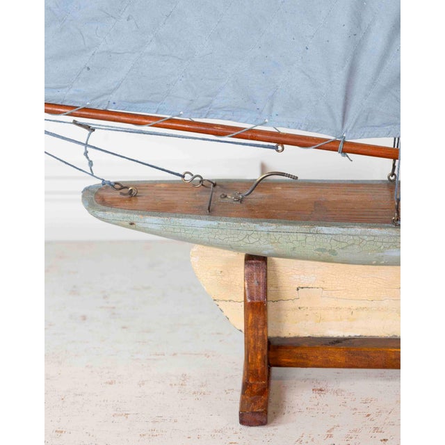 Wood English 20th Century Bowman Carved Wood Gaff Cutter Pond Yacht For Sale - Image 7 of 18