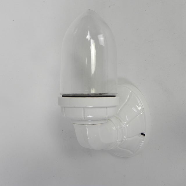 Porcelain Wall Lamp with Transparent Glass Shade, 1930s For Sale - Image 3 of 18