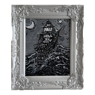 Serg Graff “Pirate Ghost Ship” Original Painting, Ship Seascape, Nautical Art For Sale
