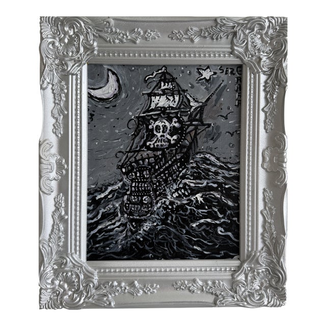 Serg Graff “Pirate Ghost Ship” Original Painting, Ship Seascape, Nautical Art For Sale
