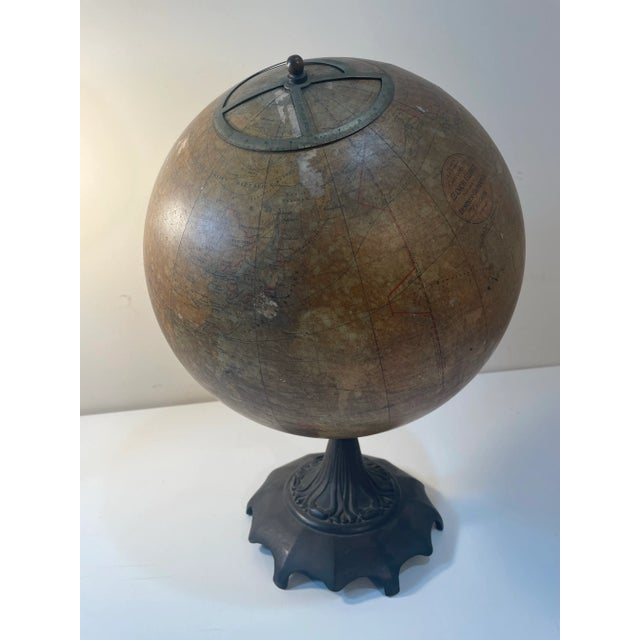 American Vintage Denoyer-Geppert Cartocraft Globe With Heavy Patina For Sale - Image 3 of 9