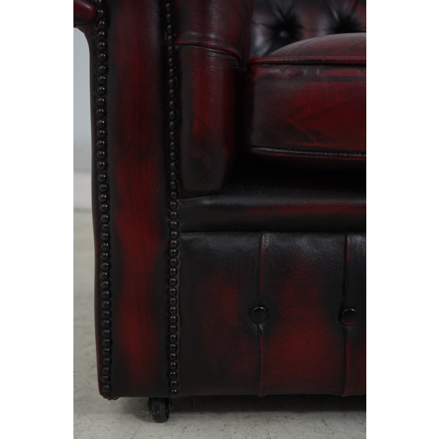 English Style Leather Tufted Chesterfield Sofa For Sale - Image 12 of 18