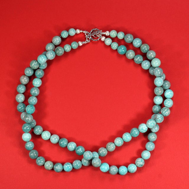 Ajd 19 Inch Peruvian Amazonite Two Strand Necklace For Sale - Image 4 of 5