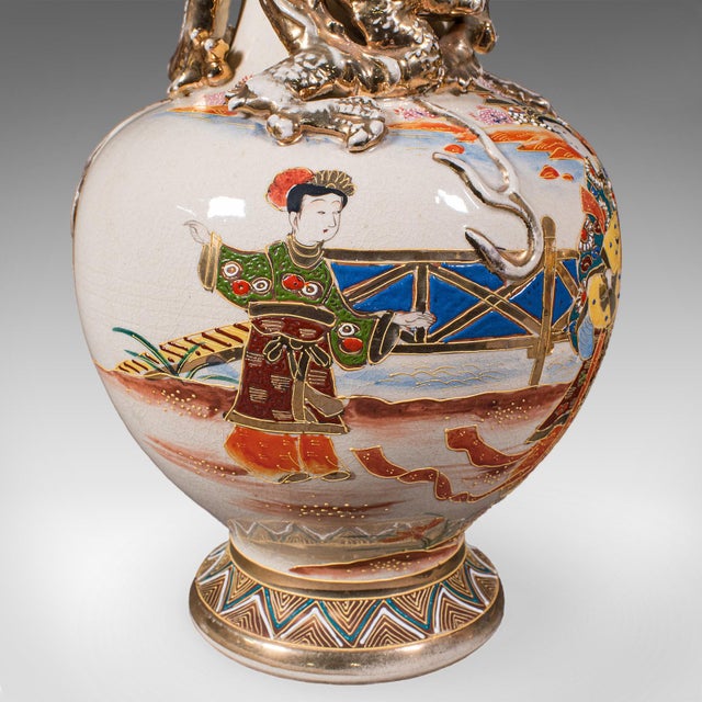 Pair of Antique Satsuma Vases, Japanese, Ceramic Baluster, Meiji, Late Victorian For Sale - Image 9 of 12