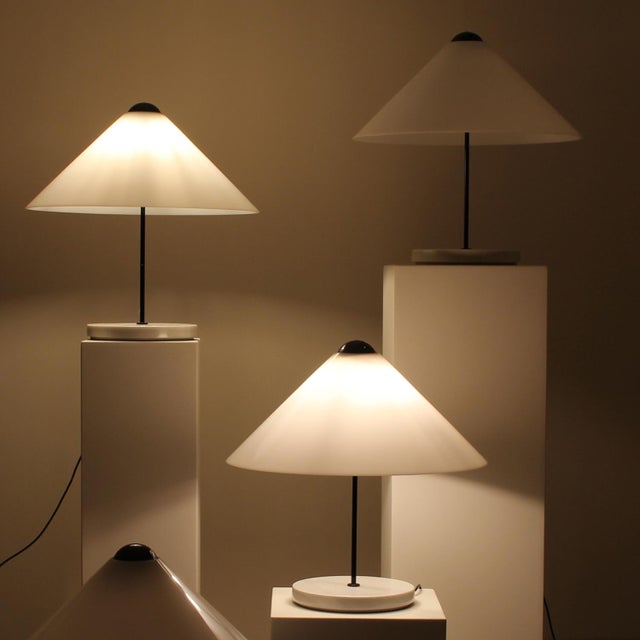 Snow Table Lamps with Marble by Vico Magistretti for Oluce, Italy, 1974, Set of 4 For Sale - Image 11 of 12