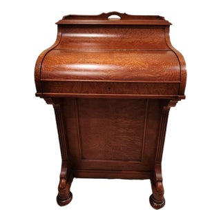 Early 19th Century Antique Victorian Davenport Pop Up Desk Burl Wood For Sale