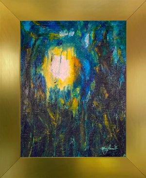 2025 "020-25" Abstract Expressionist Royal Blue & Canary Yellow Painting by Mark Lewis