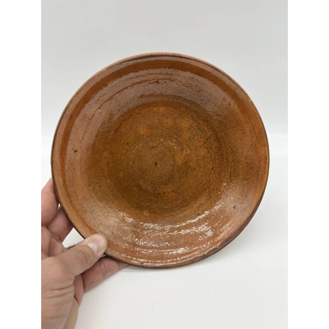 Antique Folk Art Pennsylvania Redware Plate, Circa 1860's For Sale - Image 4 of 8