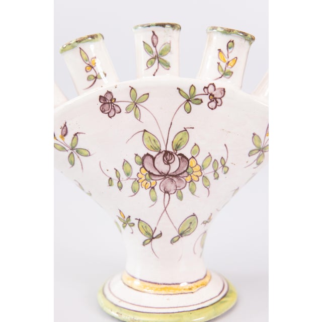 18th Century French Samadet Faience Tulip Vase Tulipiere For Sale - Image 9 of 11