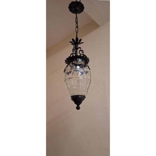 Pendant Lamp with Cut Crystal Glass Shade, 1890s For Sale - Image 6 of 7