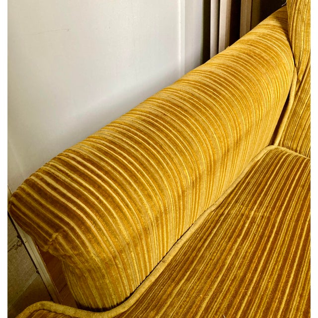 Clayton Marcus Vintage Club Chair in Golden Striped Velvet For Sale - Image 9 of 15