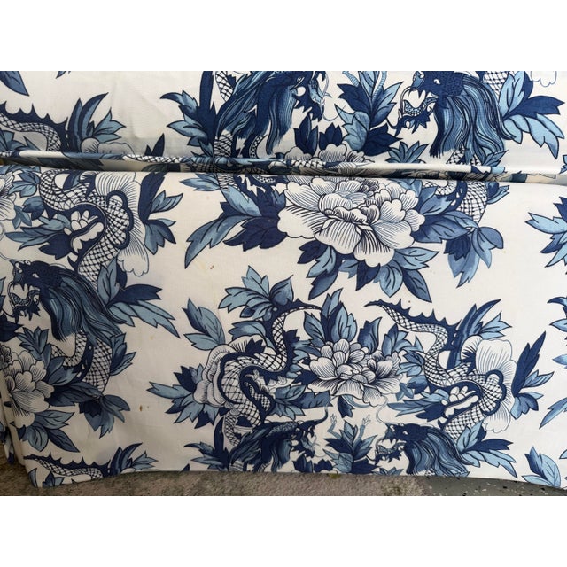 Vintage Baker Ottomans Upholstered in Ralph Lauren Nanking Dragon Fabric, a Pair For Sale - Image 12 of 15
