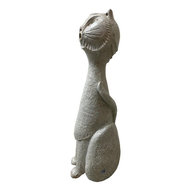Mid-Century Studio Ceramic Cat Sculpture, 1968 For Sale