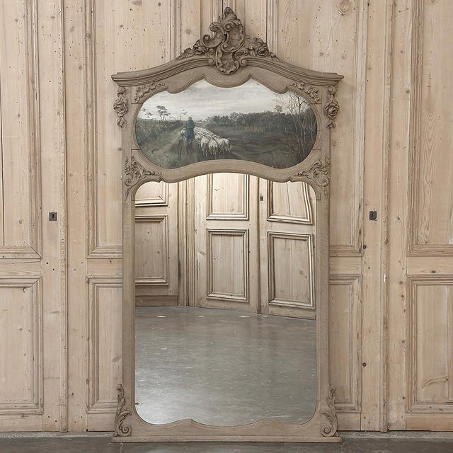 19th Century Country French Louis XV Stripped Oak Trumeau Mirror For Sale - Image 17 of 18