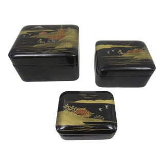 Vintage Lacqer Nesting Boxes, S/3 For Sale