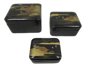 Vintage Lacqer Nesting Boxes, S/3