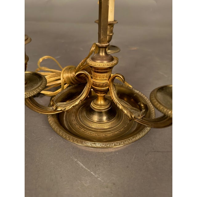 Early 20th Century French Bronze and Tall French Bouillotte Style Table Lamp With Red Hand-Painted Shade For Sale - Image 13 of 16